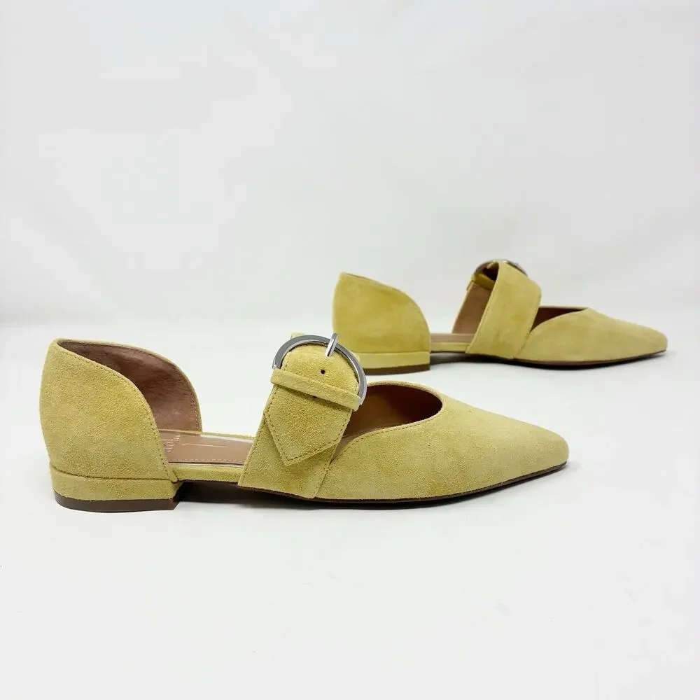Linea Paolo Dean Mustard Yellow Flats 5 NIB